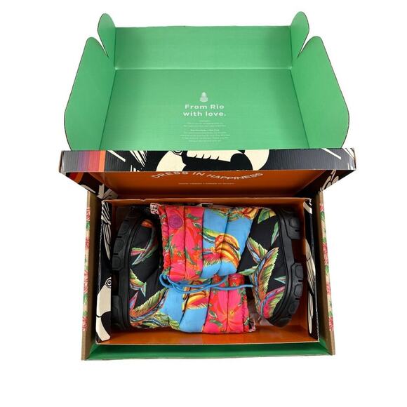 Farm Rio - Chevron Forest Puffy Boots in Black Multicolor - Picture 2 of 9